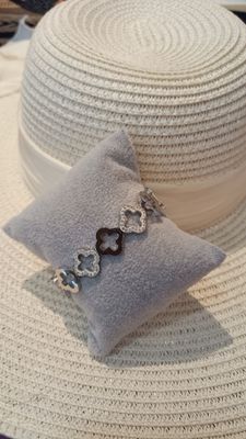 Bracelet Trefle strass argenté