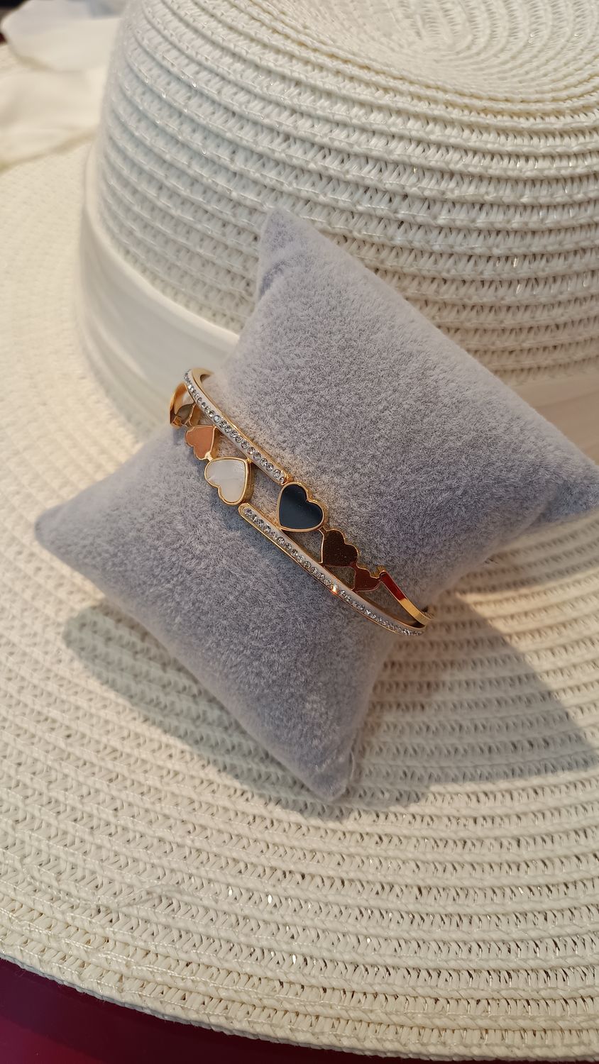 Bracelet Petits coeurs strass doré Bracelet Petits coeurs strass doré