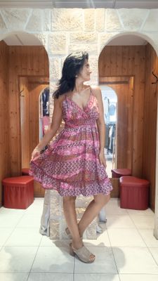 Robe bohème Chris imprimé rose