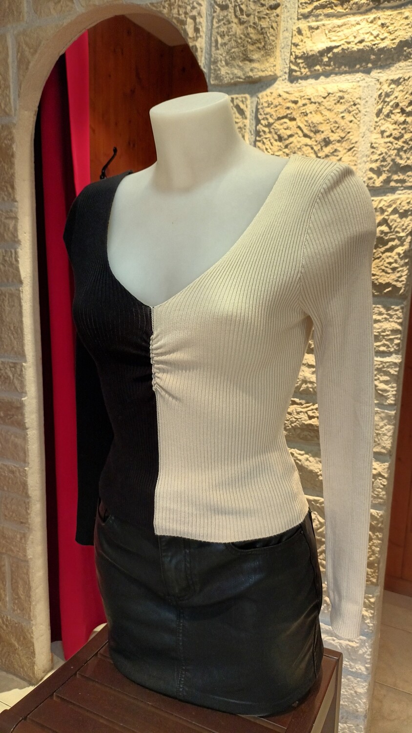 Pull Bicolore crème et noir