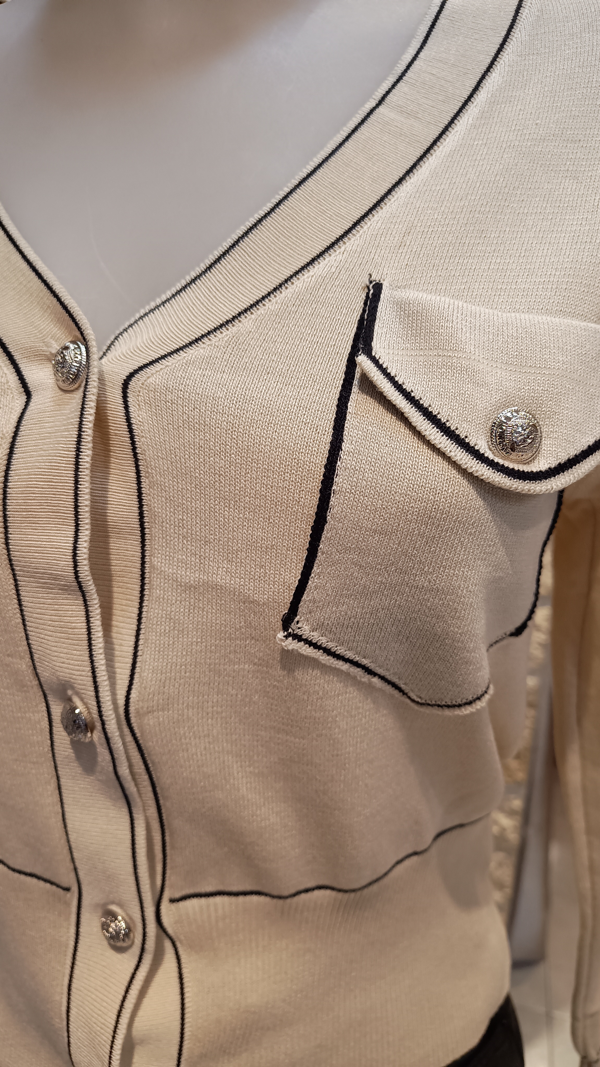 Cardigan contraste écru