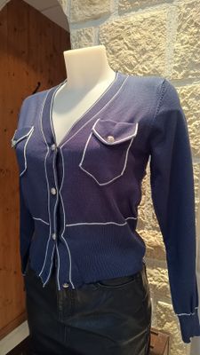 Cardigan contraste bleu marine 
