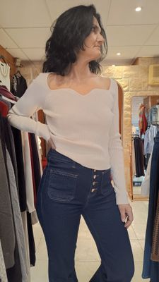 Pull côtelé Luciana écru