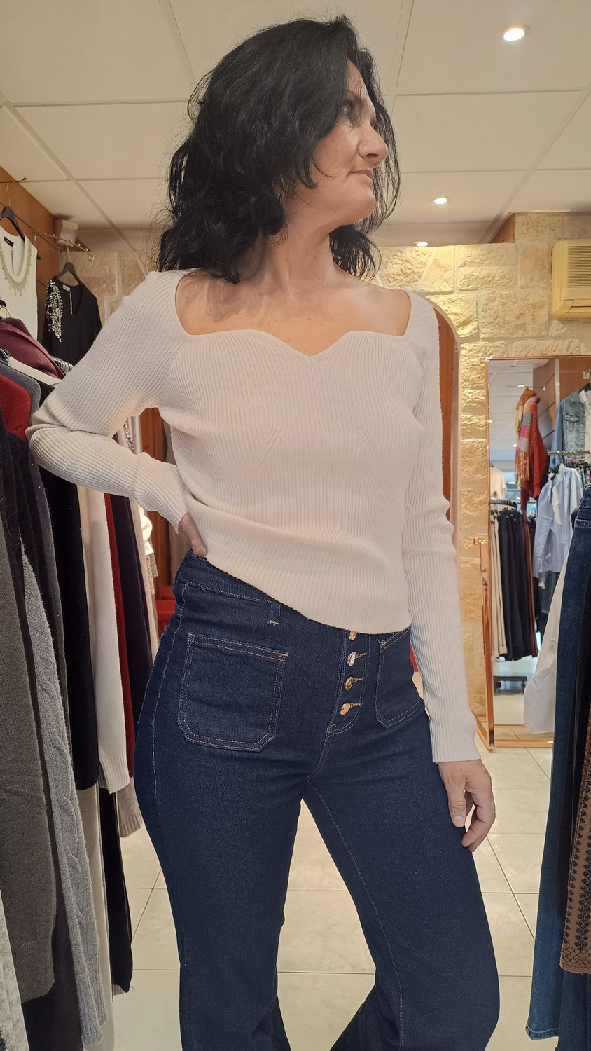 Pull côtelé Luciana écru