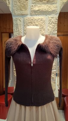 Gilet crop Eros chocolat