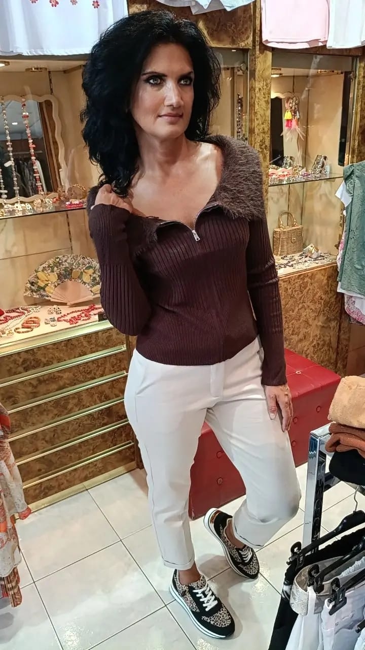 Gilet crop Eros chocolat