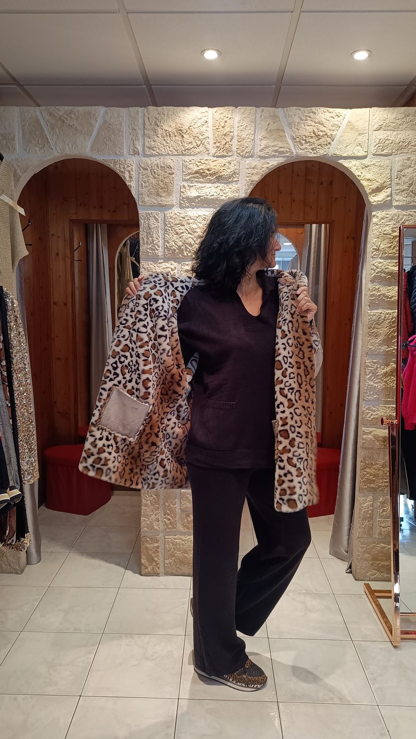 Veste fourrure réversible Léo gris clair