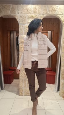 Veste fausse fourrure écru 