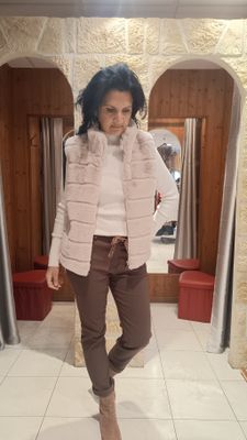 Veste fausse fourrure écru