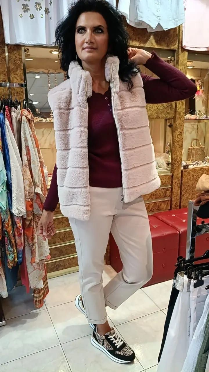 Veste fausse fourrure écru 