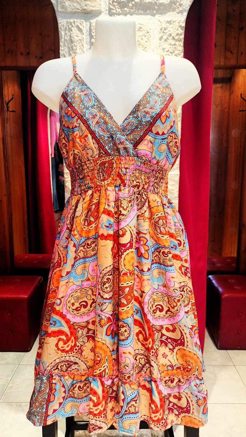 Robe bohème Eva imprimé orange Robe bohème Eva imprimé orange