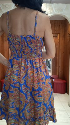 Robe bohème Eva imprimé bleu électrique orange