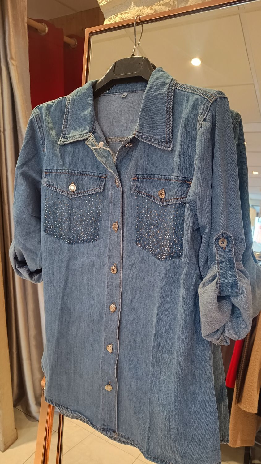 Chemisier jean strass