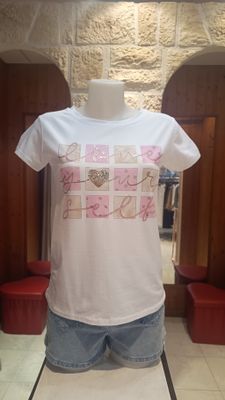 T-shirt Petits carrés rose