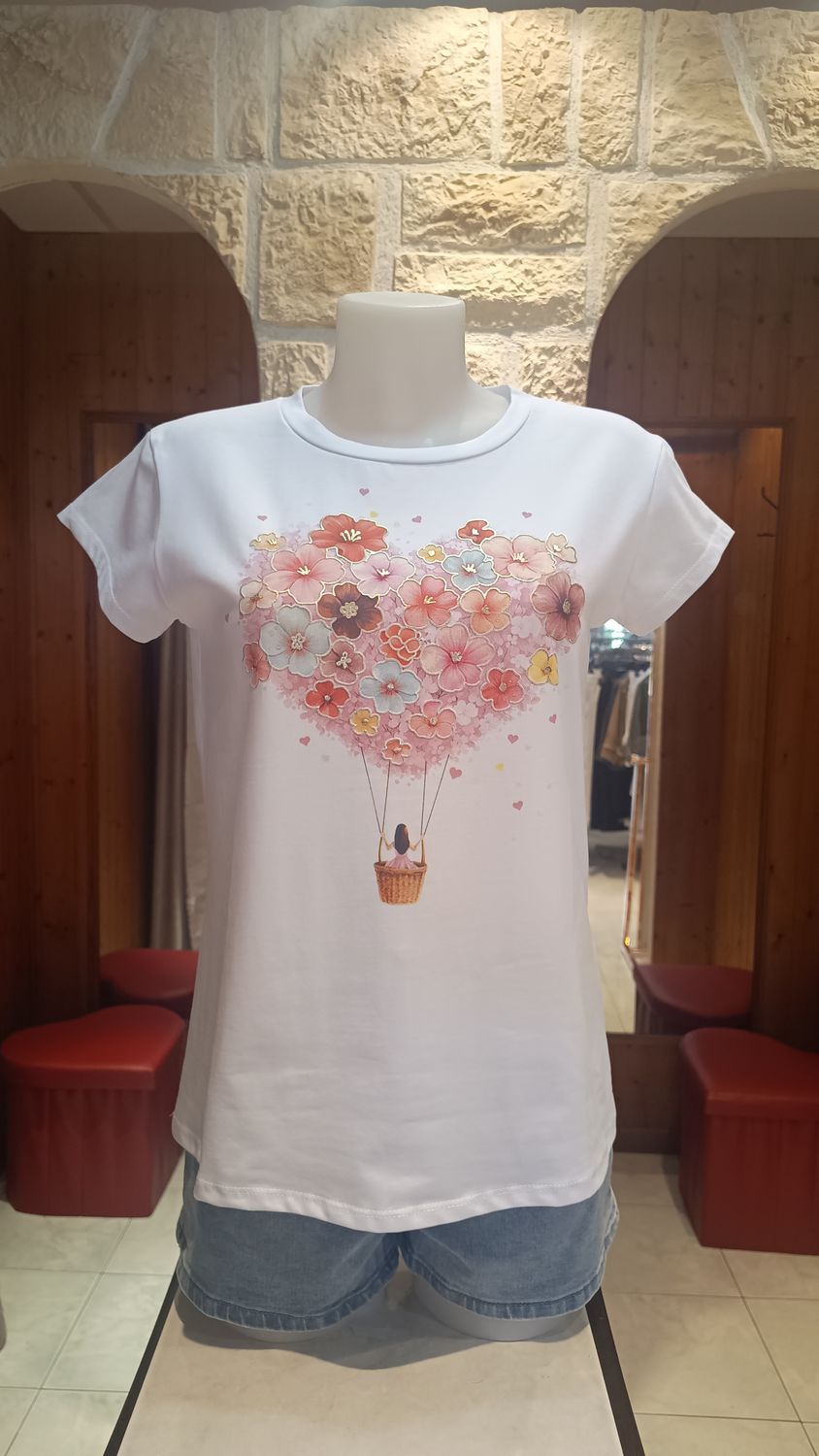 T-shirt Montgolfière rose