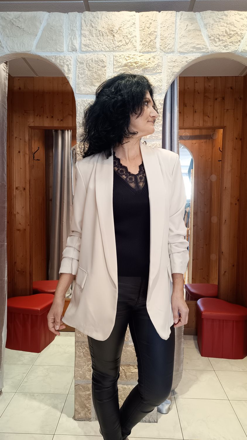 Veste blazer long écru 