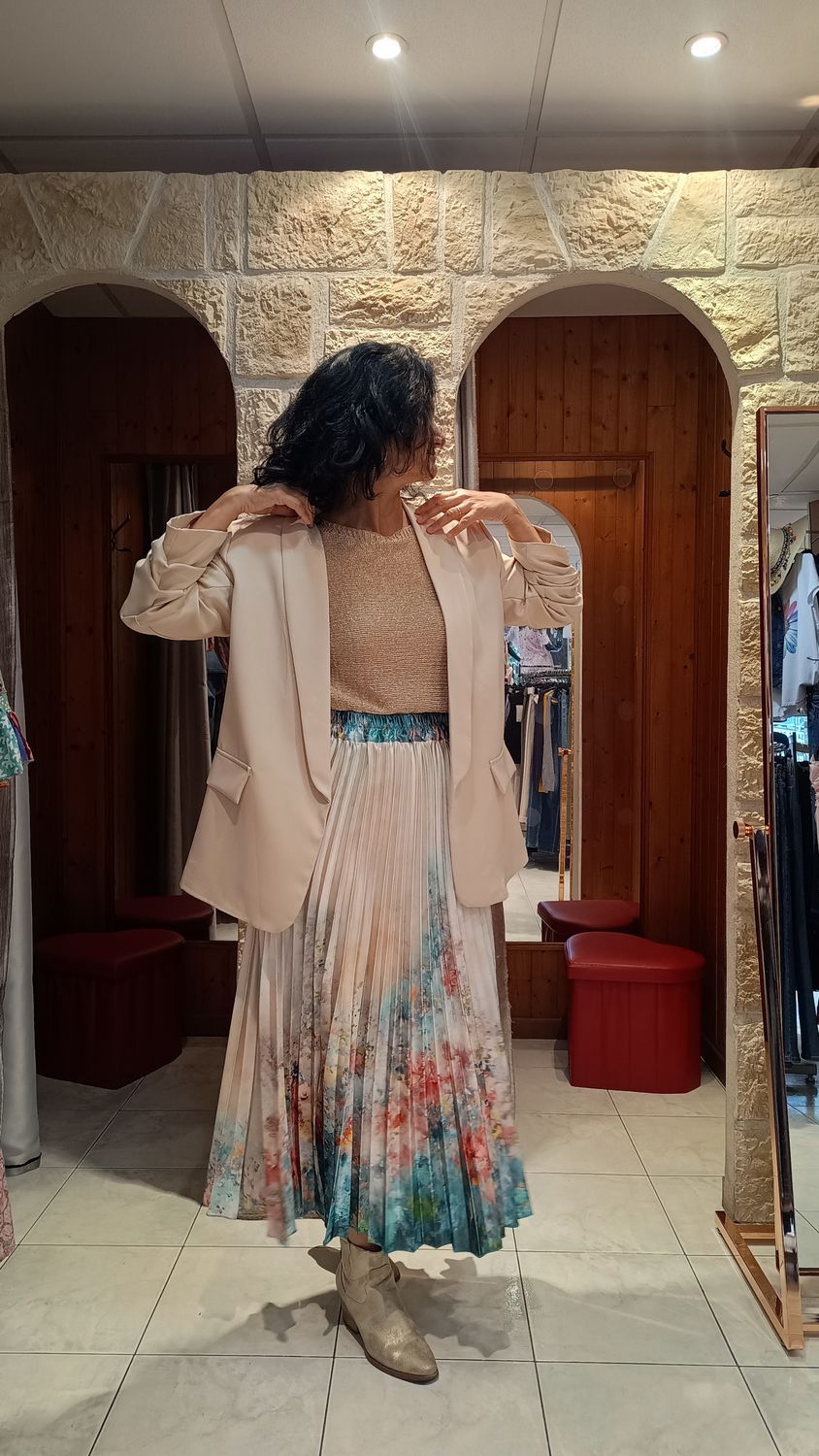 Veste blazer long écru 