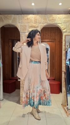 Veste blazer long écru 