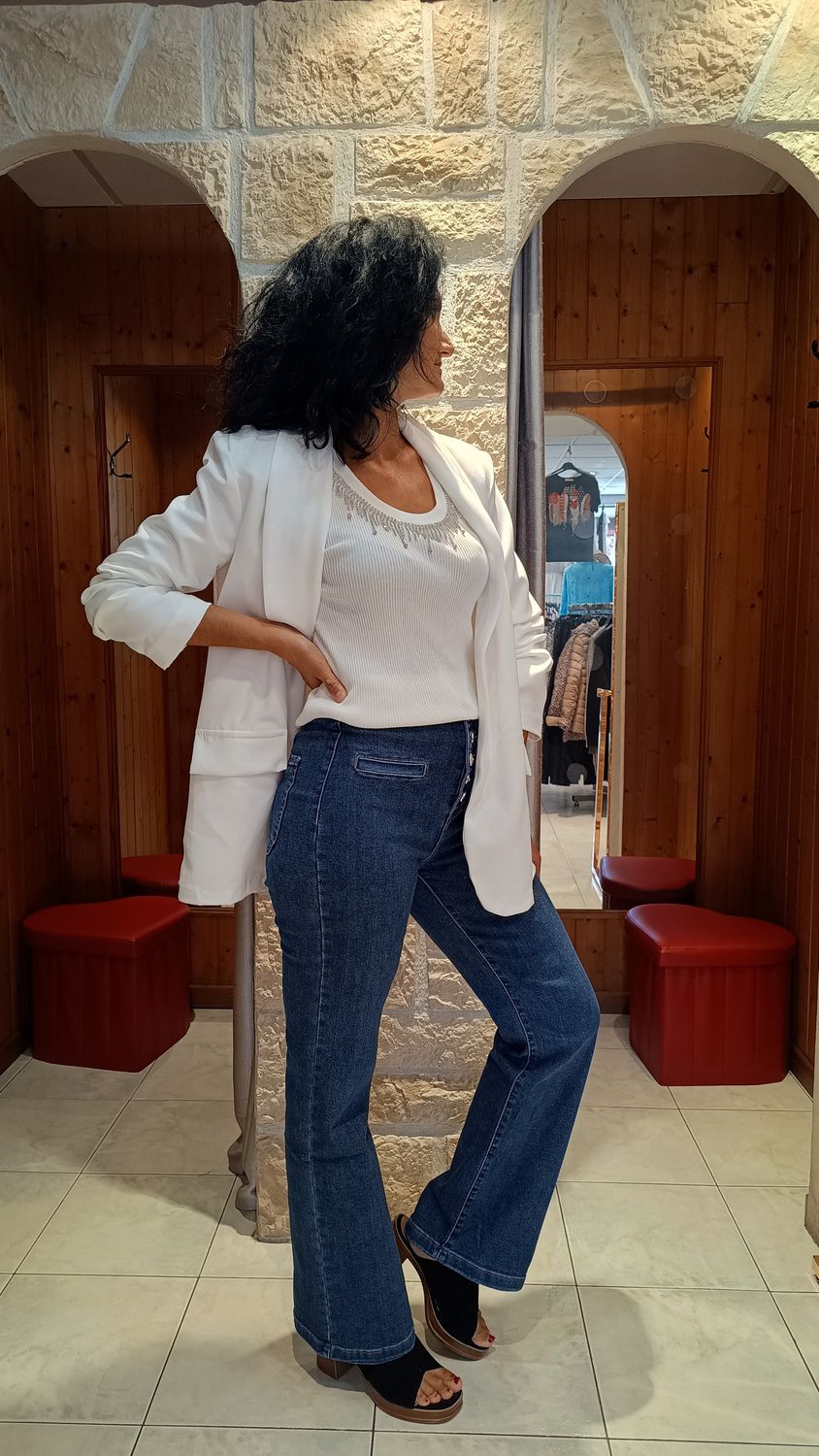 Veste blazer long blanc