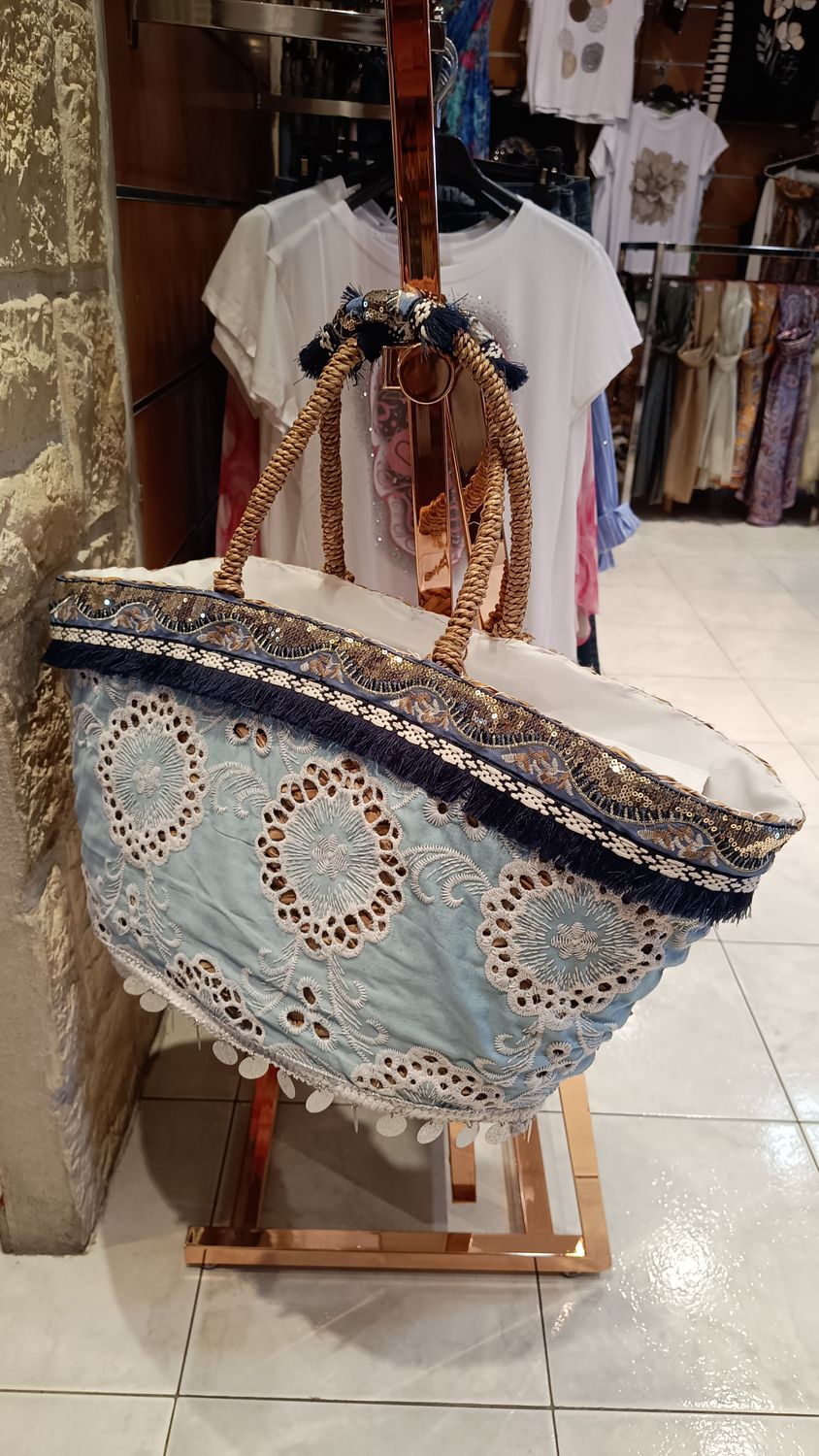 Sac Panier jean dentelle Sac Panier jean dentelle