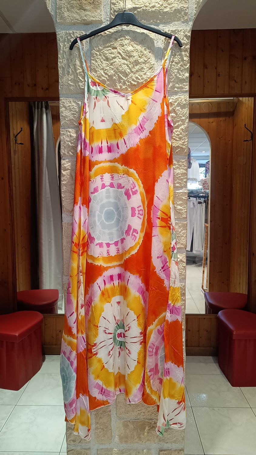 Robe longue multicolore orange