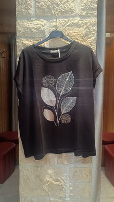 T-shirt Feuillage noir strass T-shirt Feuillage noir strass