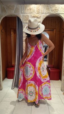Robe longue multicolore rose Robe longue multicolore rose