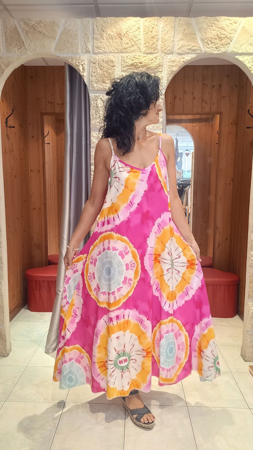 Robe longue multicolore rose Robe longue multicolore rose