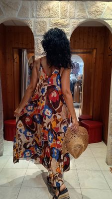 Robe bretelle multicolore chocolat Robe bretelle multicolore chocolat
