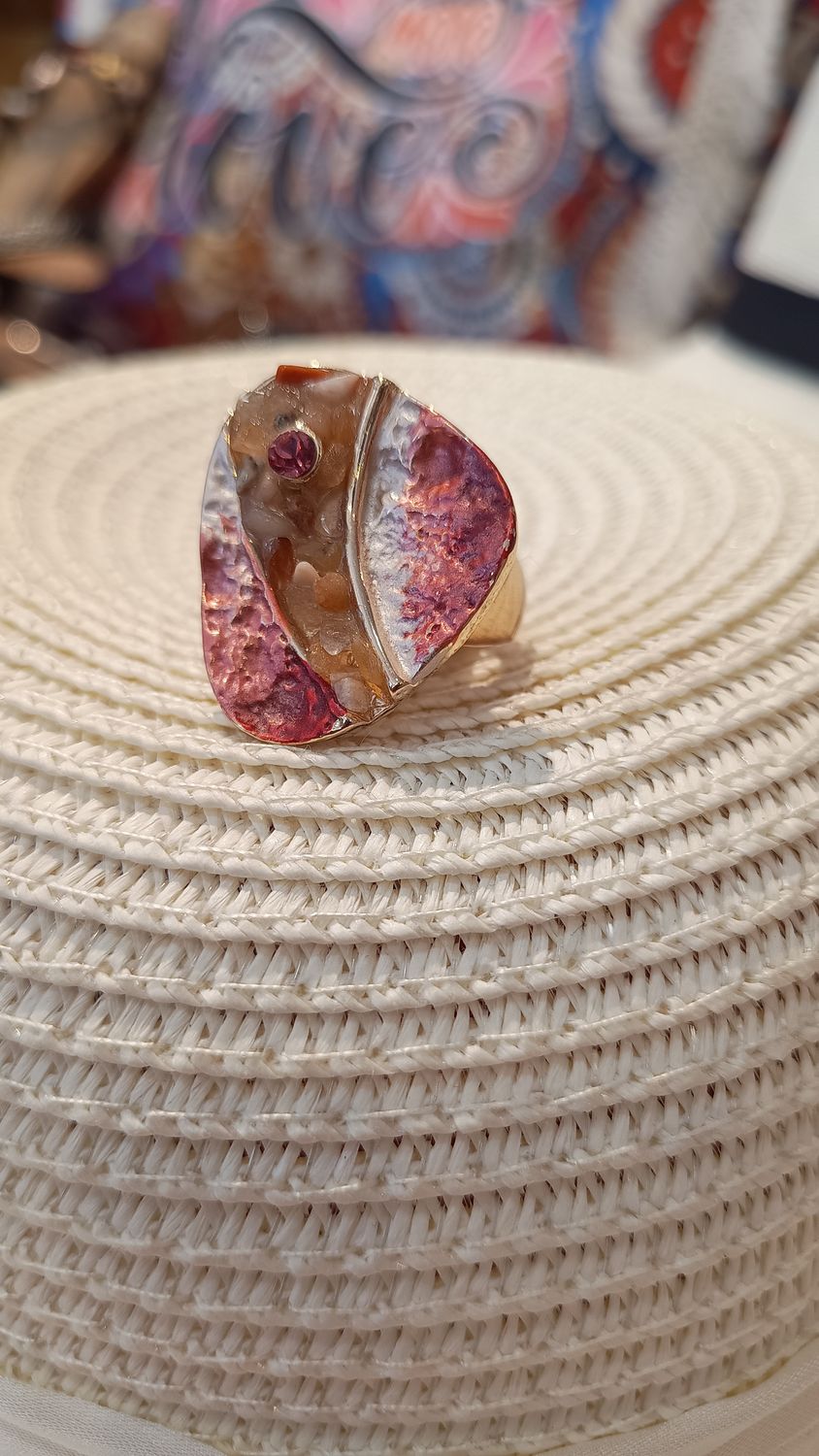 Bague Pétales strass rose Bague Pétales strass rose