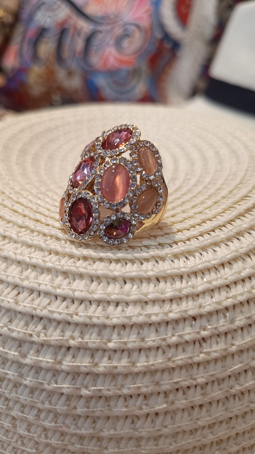 Bague multi pierres strass rose Bague multi pierres strass rose