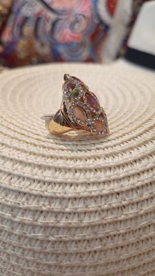 Bague multi pierres strass rose