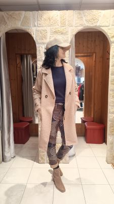 Manteau bouclette camel 
