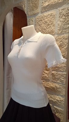 Pull Polo côtelé blanc Pull Polo côtelé blanc