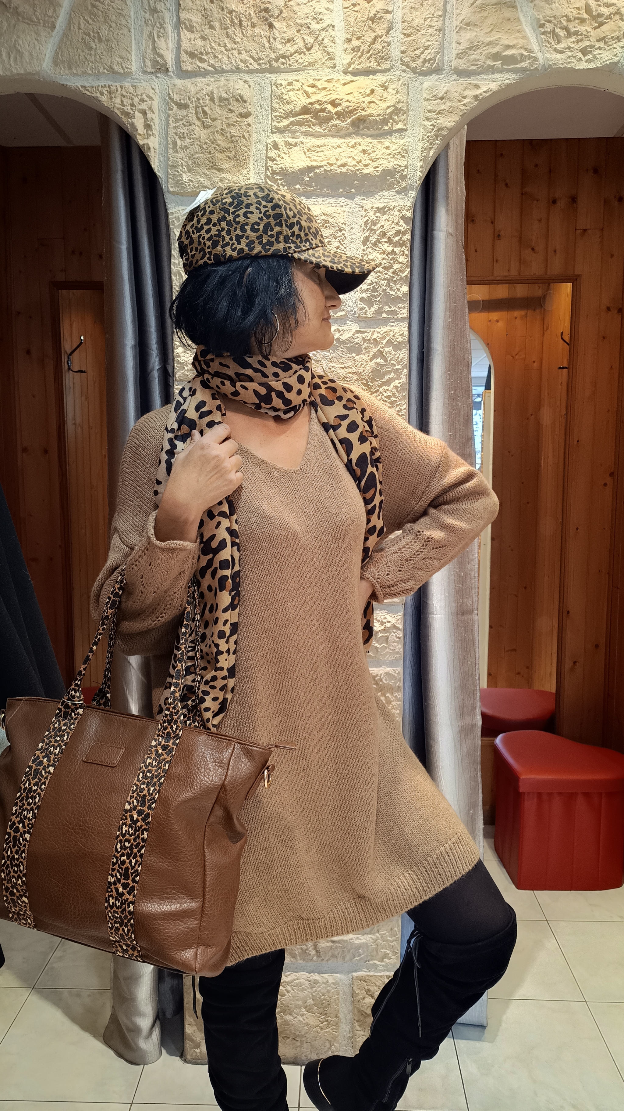 Robe maille Naty camel