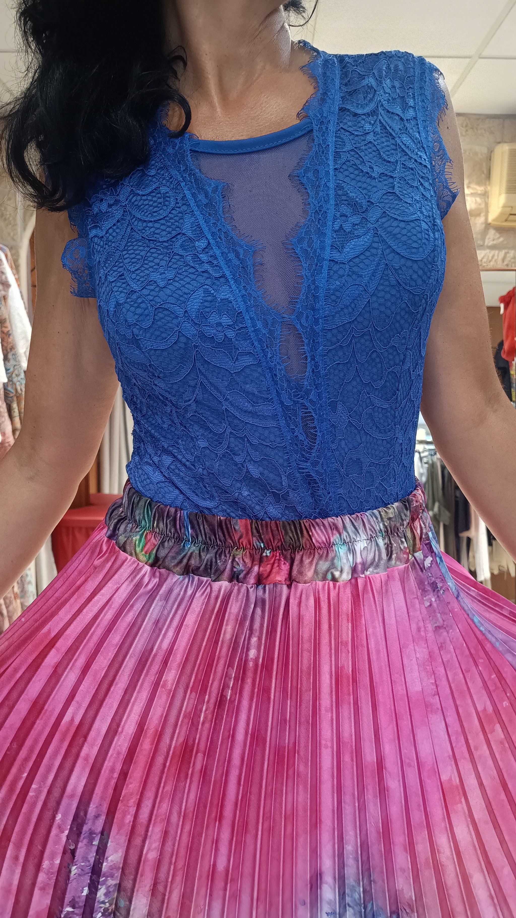 Body dentelle dos nu bleu royal