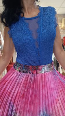 Body dentelle dos nu bleu royal