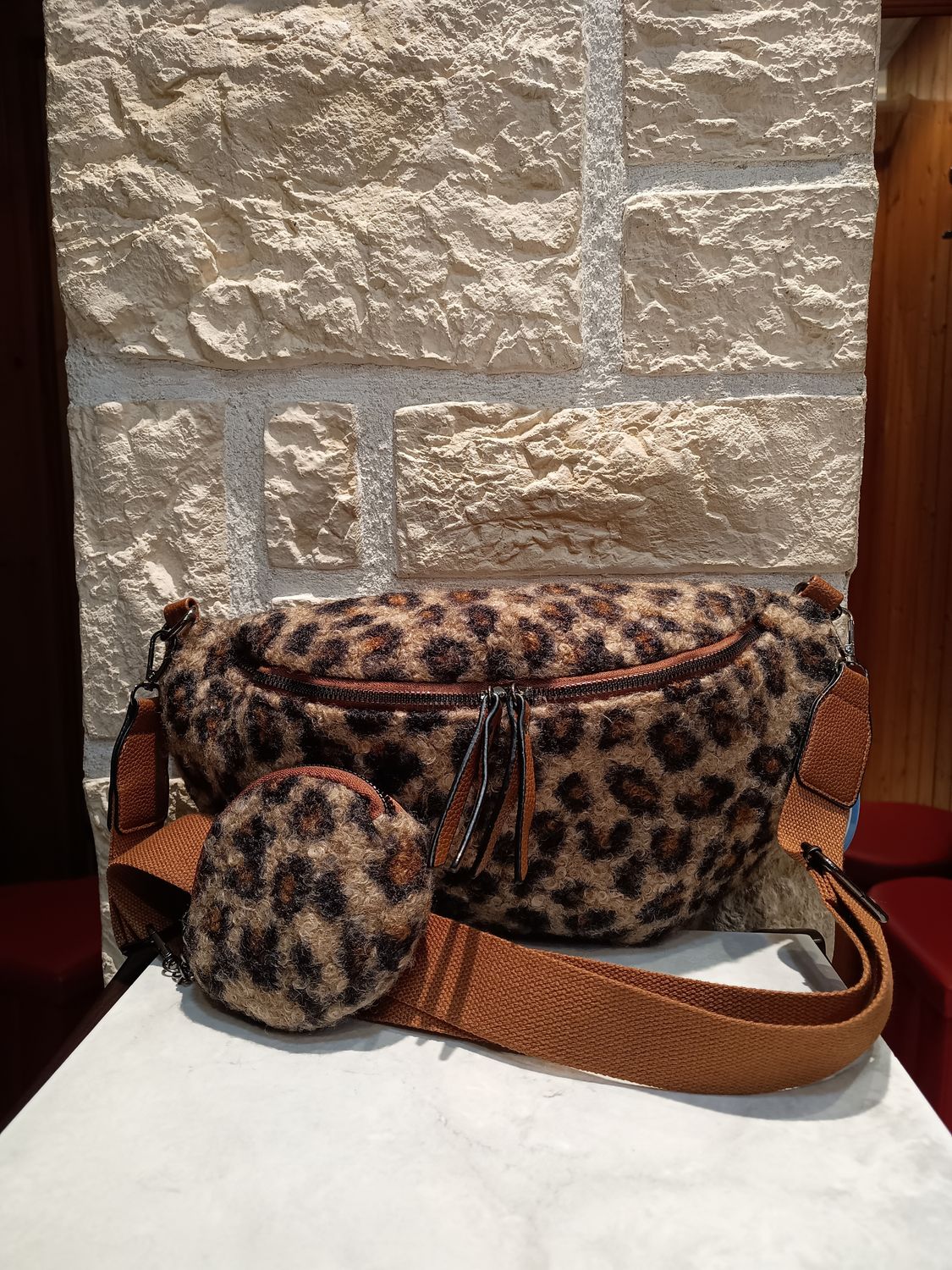 Sac banane bouclette marron