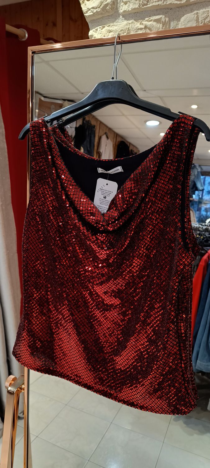 Top paillettes rouge 
