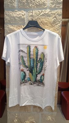 T-shirt Cactus blanc /gris 