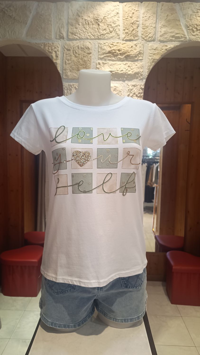 T-shirt Petits carrés kaki