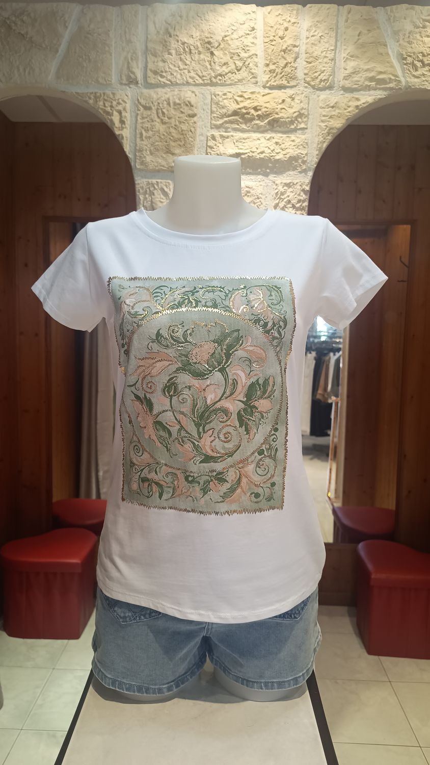 T-shirt Baroque kaki T-shirt Baroque kaki