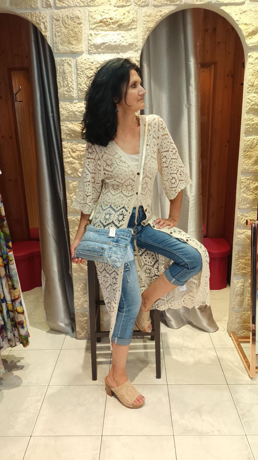 Kimono long crochet beige Kimono long crochet beige