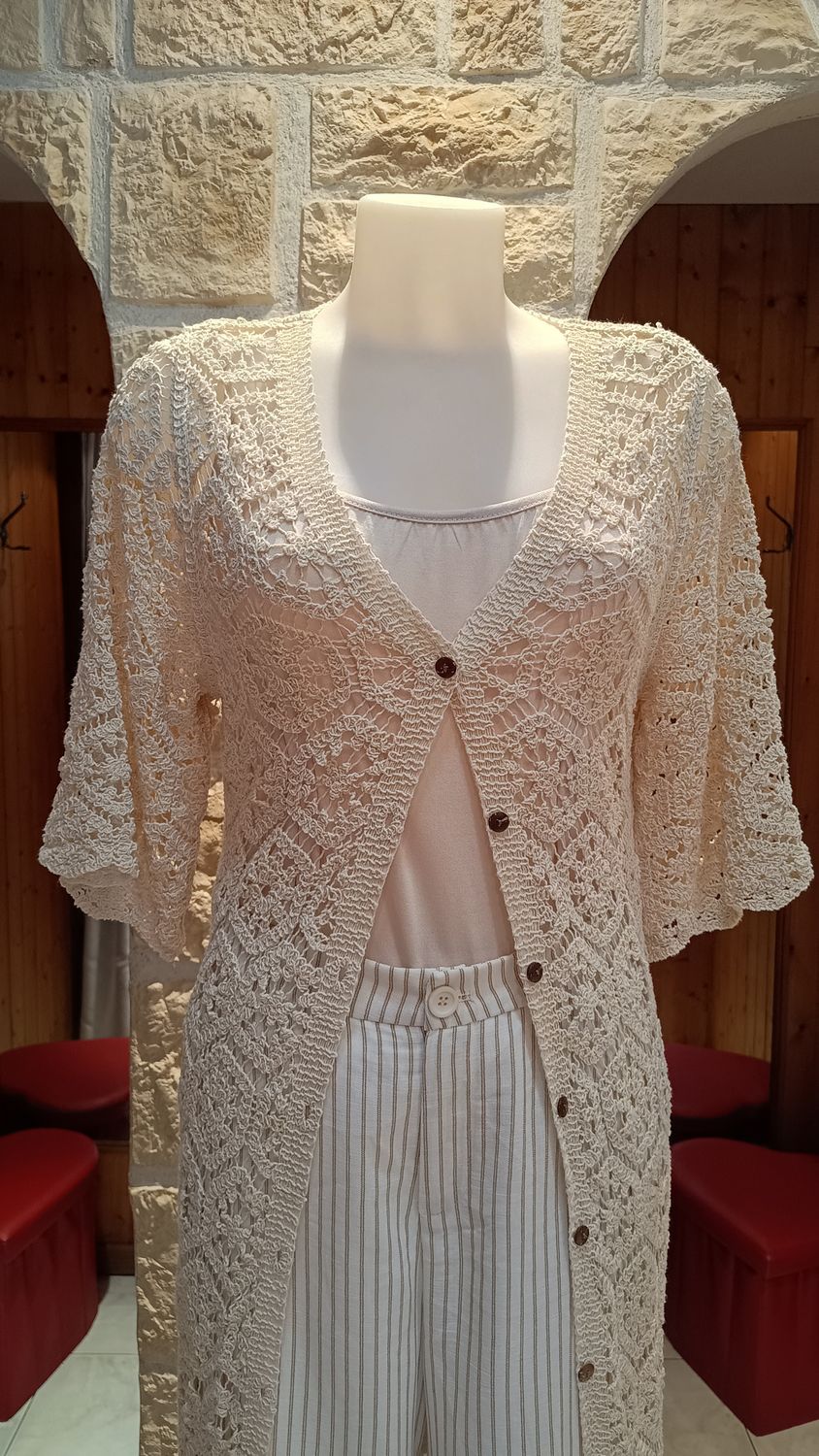 Kimono long crochet beige Kimono long crochet beige