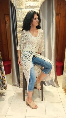 Kimono long crochet beige Kimono long crochet beige