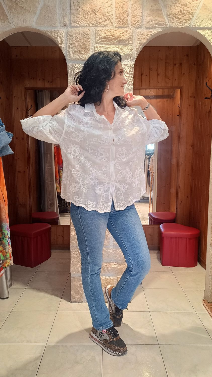 Chemise brodée Boho-chic blanc