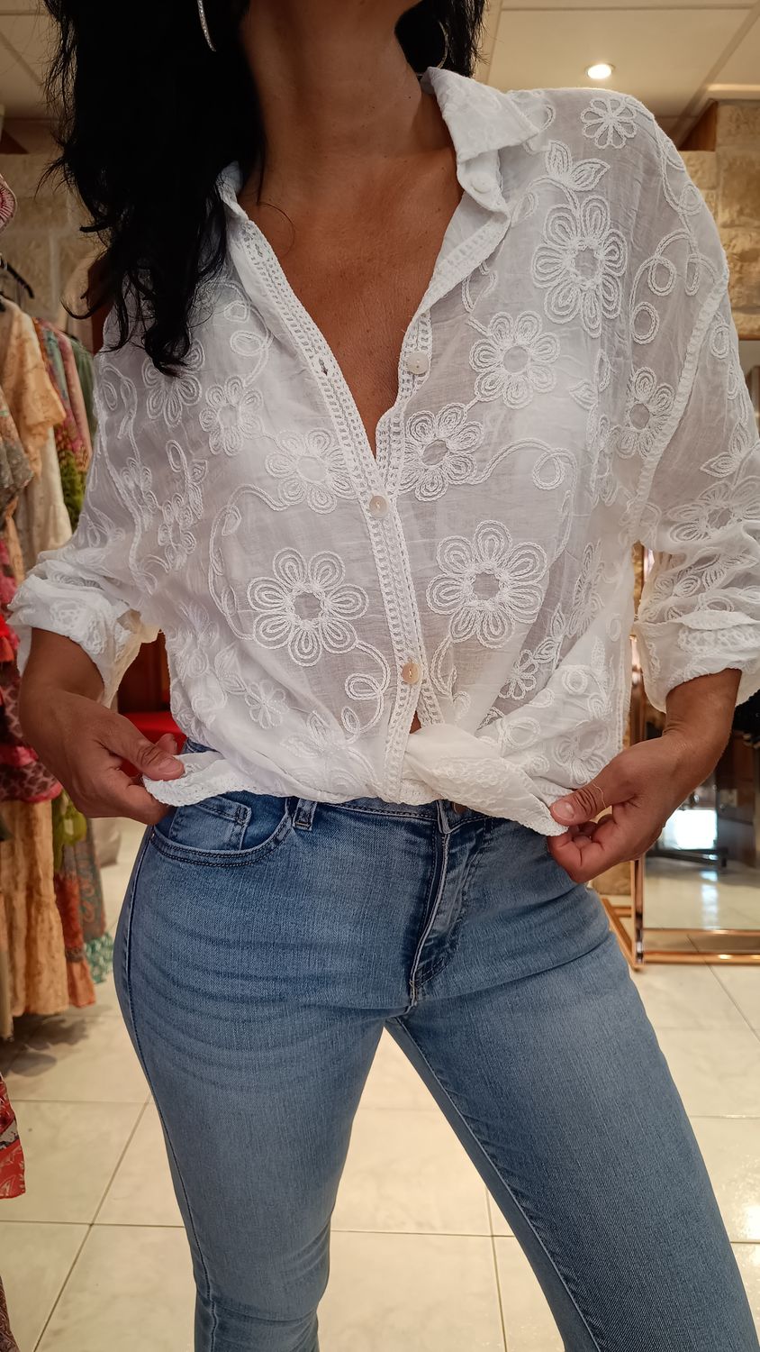 Chemise brodée Boho-chic blanc Chemise brodée Boho-chic blanc