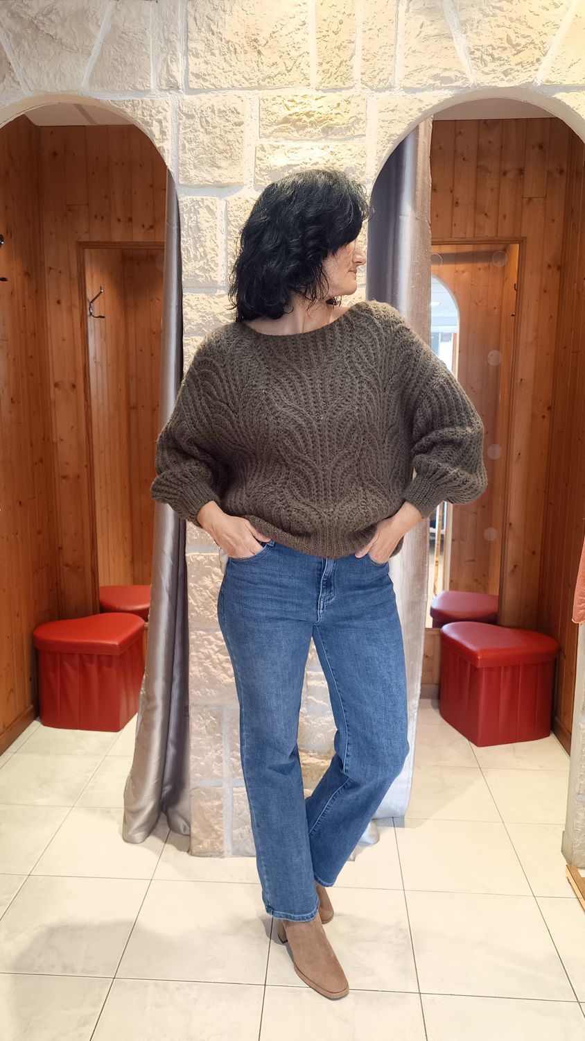 Pull Debora ajouré kaki 