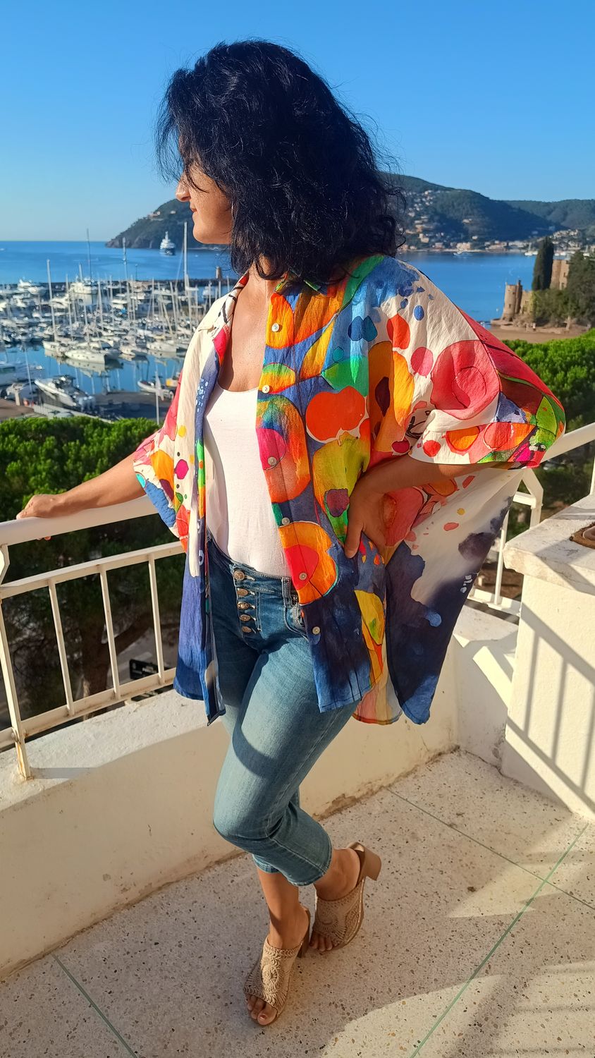 Chemisier Rainbow bleu marine 