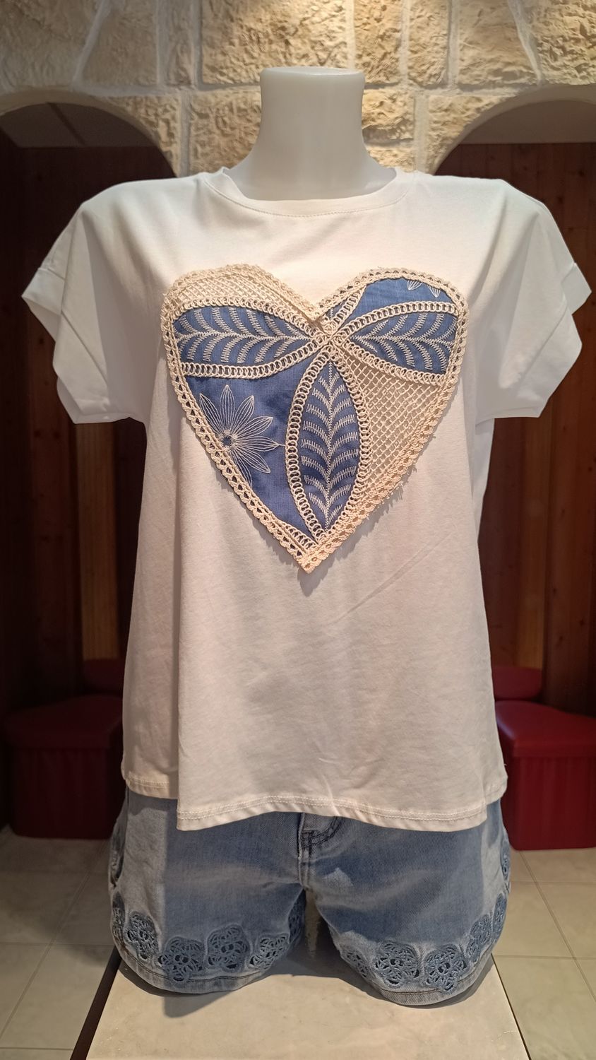 T-shirt Coeur Denim blanc T-shirt Coeur Denim blanc